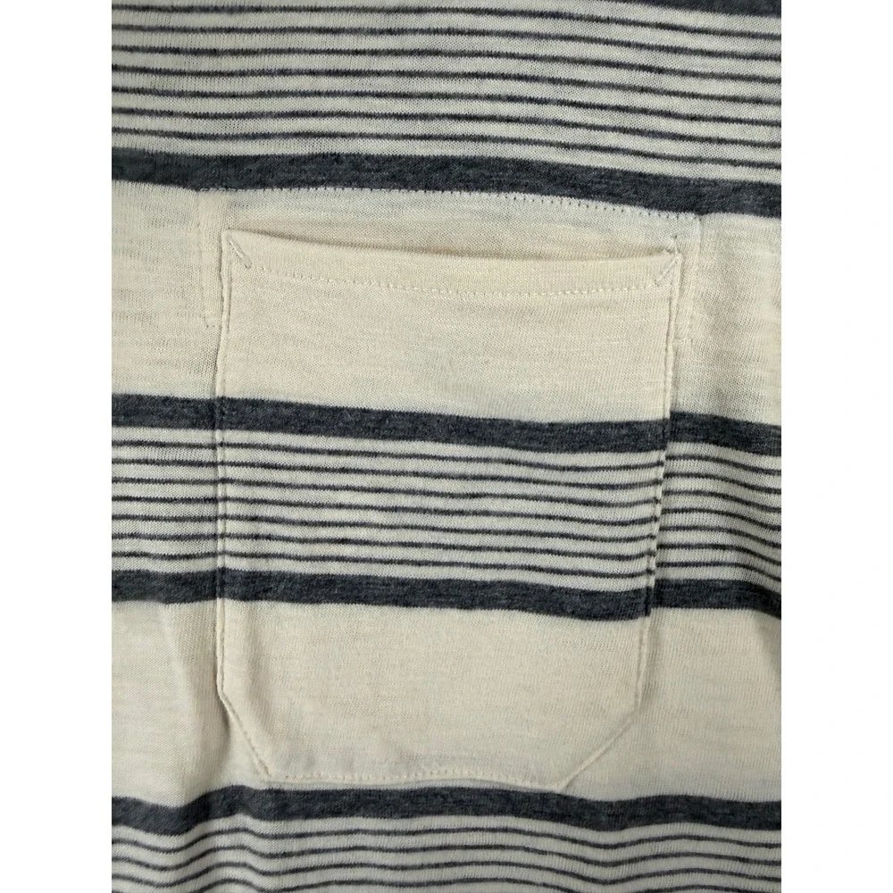 The North Face Mens Small Cream Grey Striped Short Sleeve Cotton Polo Shirt